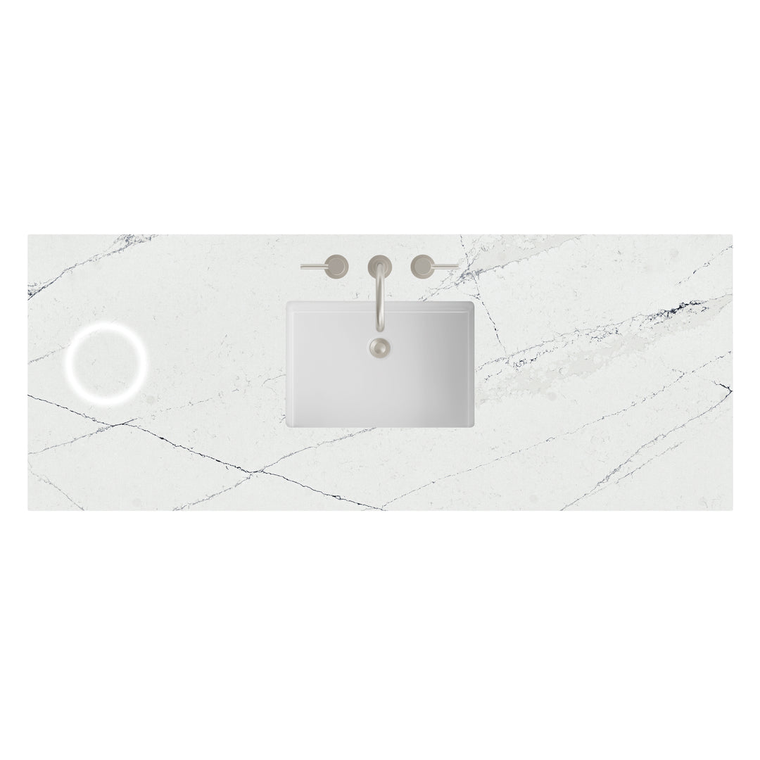 60" Single Ethereal Noctis Silestone 3 CM Vanity Top with Sink &amp; FreePower Wireless Charger | ANVE Kitchen &amp; Bath