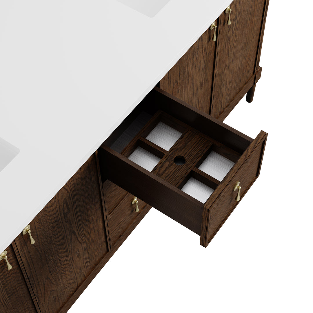 Kinnsden 72" Double Sink Freestanding Bathroom Vanity Cabinet in Sable Oak