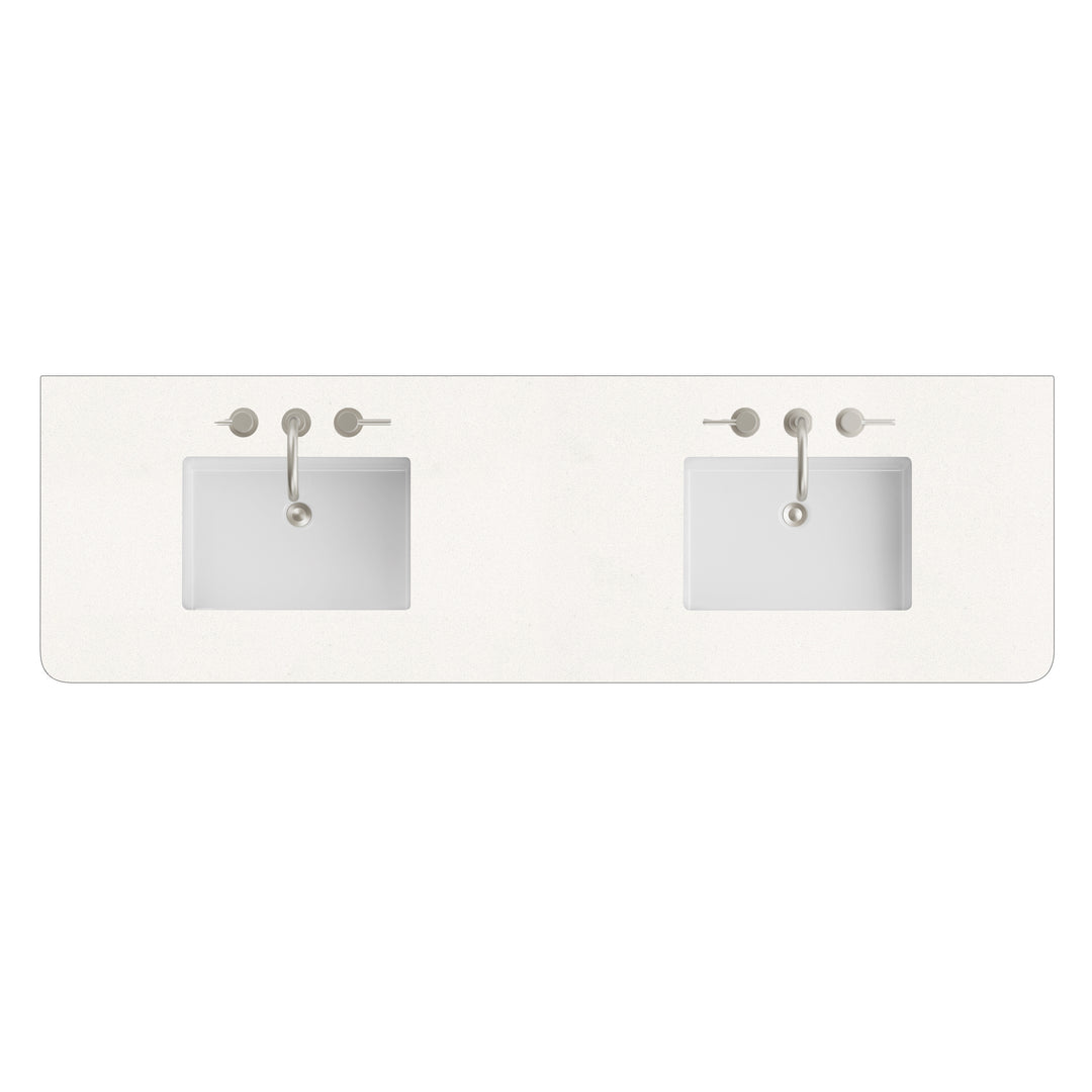 72" Radius-Cut Widespread Double Sink Vanity Top in White Zeus Silestone | ANVE Kitchen &amp; Bath