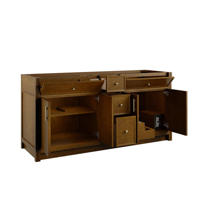Bellshire 72" Double Sink Freestanding Vanity Cabinet in Honey Oak