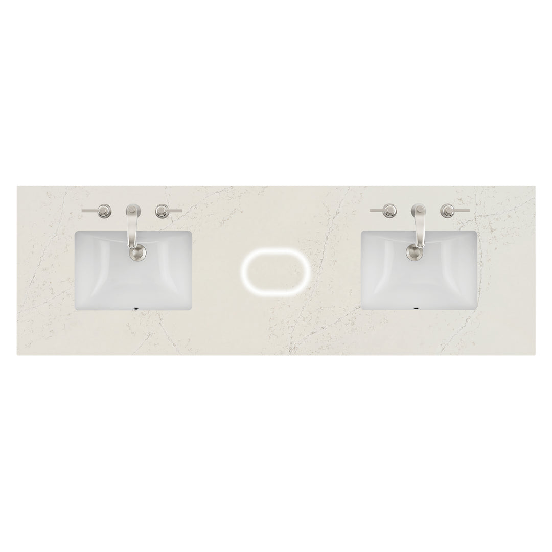 72" Double Sink Vanity Top in Siberian with FreePower Charger | ANVE Kitchen &amp; Bath