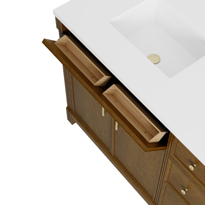 Bellshire 72" Double Sink Freestanding Vanity Cabinet in Honey Oak