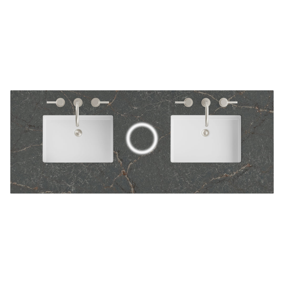 60" Double Vanity Top in Parisien Bleu Silestone &amp; FreePower Charger | ANVE Kitchen &amp; Bath
