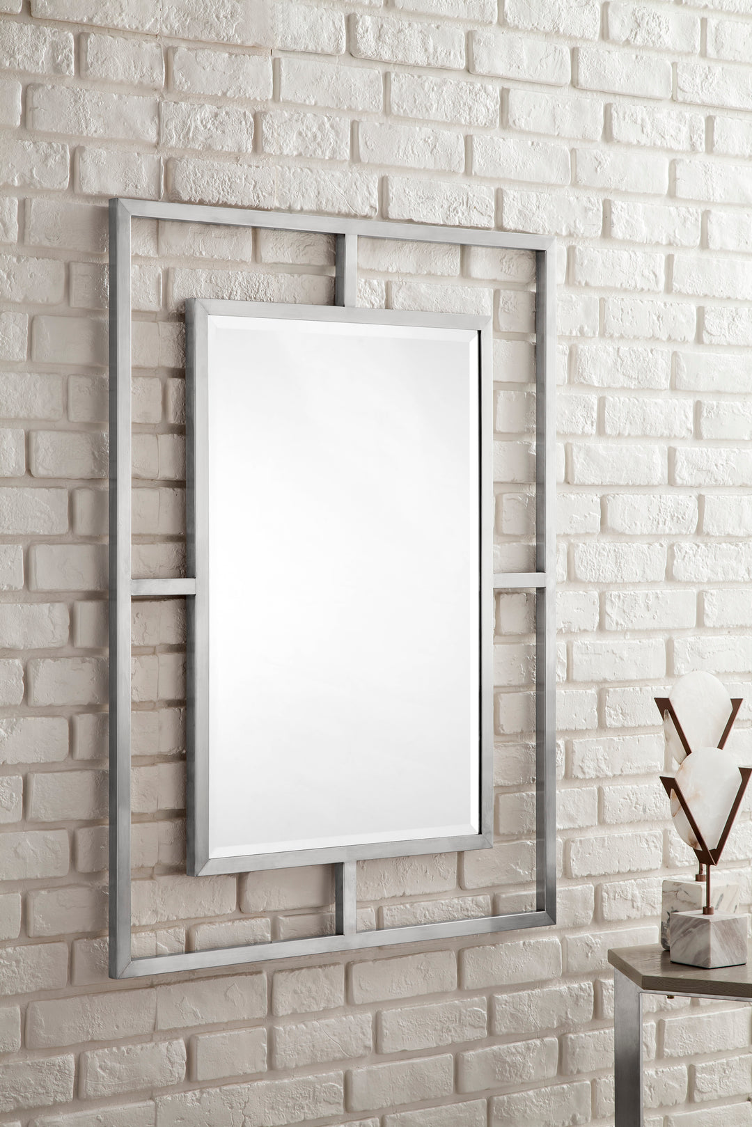 Boston 30" x 40" Rectangular Bathroom Mirror, Brushed Nickel