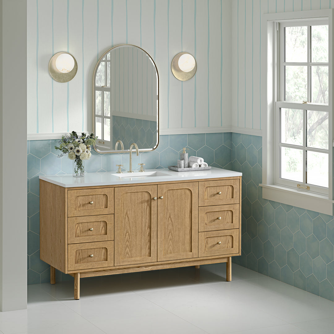 Rohe 24" x 36" Arched Bathroom Mirror, Champagne Brass