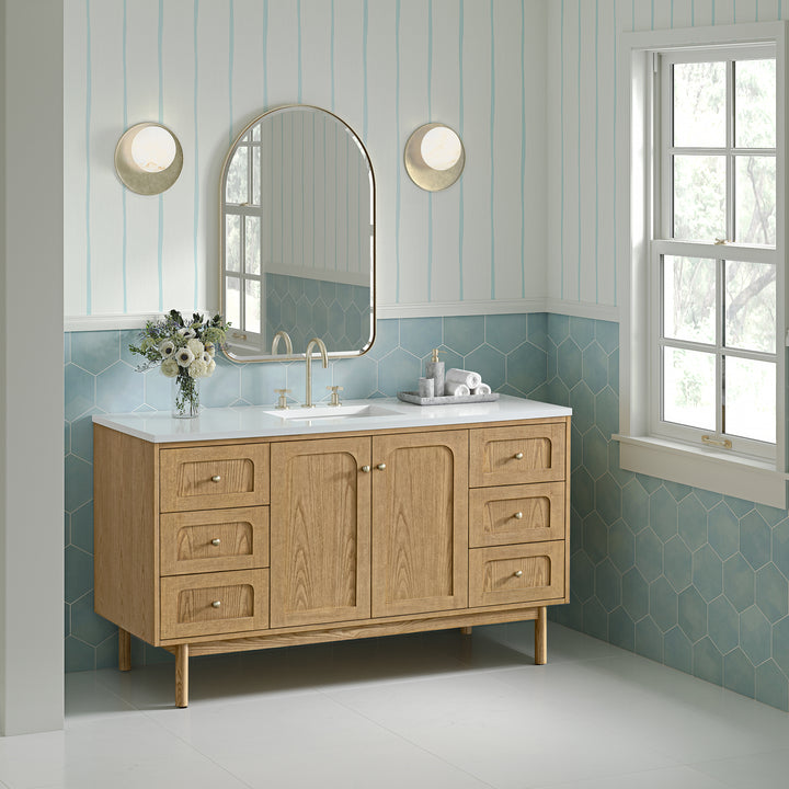 Rohe 24" x 36" Arched Bathroom Mirror, Champagne Brass