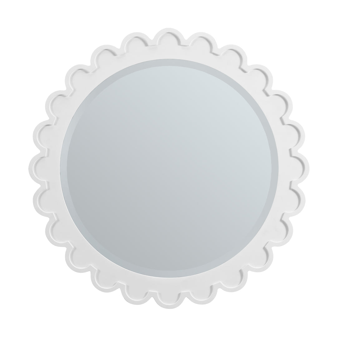 Adelese 32" x 32" Scalloped Bathroom Mirror, Bright White | ANVE Kitchen & Bath