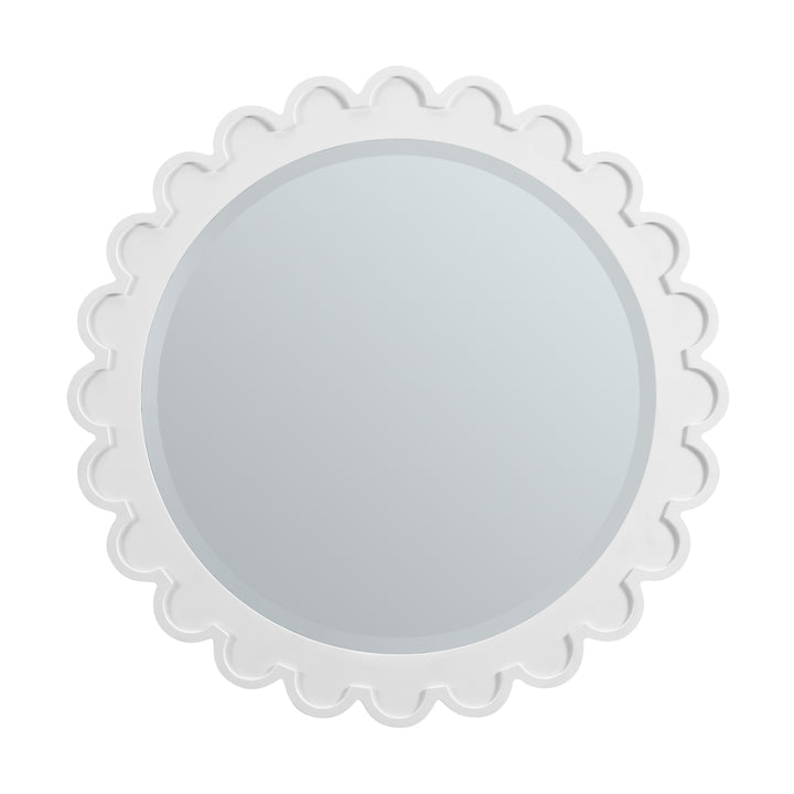 Adelese 32" x 32" Scalloped Bathroom Mirror, Bright White | ANVE Kitchen &amp; Bath
