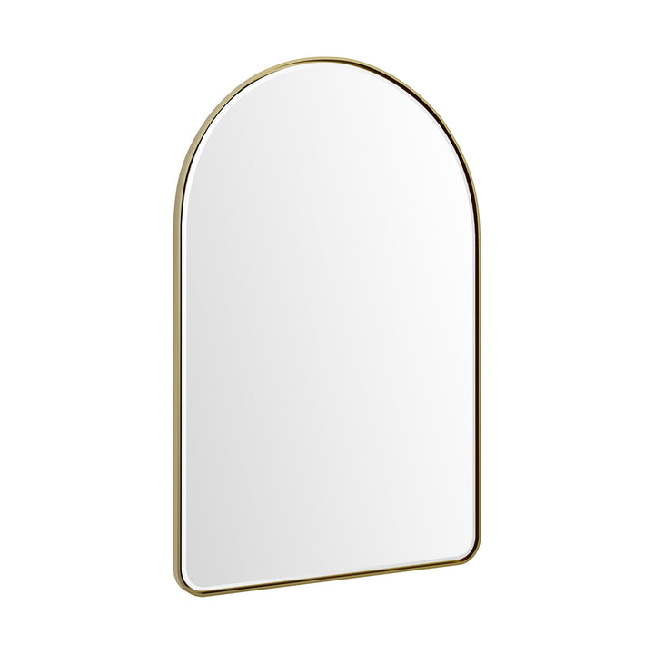 Rohe 24" x 36" Arched Bathroom Mirror, Champagne Brass