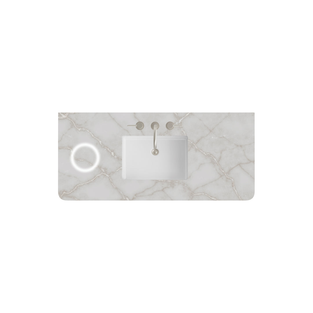 48" Single Radius-Cut Victorian Silver Silestone 3CM Top with Sink &amp; FreePower Charger | ANVE Kitchen &amp; Bath