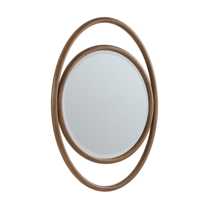 Esca 28" x 38" Oval Bathroom Mirror, Mid-Century Walnut