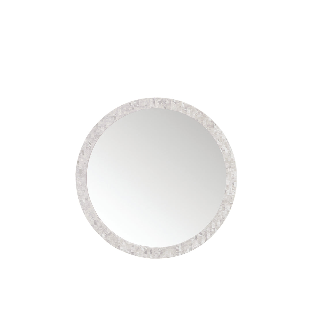 Callie 30" Round Bathroom Mirror, White Mother of Pearl | ANVE Kitchen & Bath