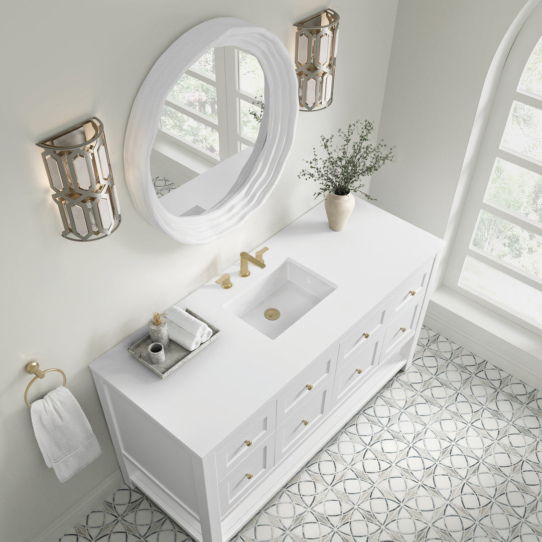Terra 30" x 30" Round Bathroom Mirror, Limestone
