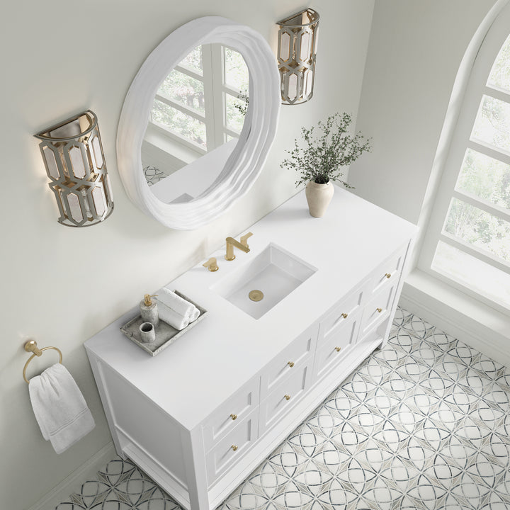 Terra 30" x 30" Round Bathroom Mirror, Limestone