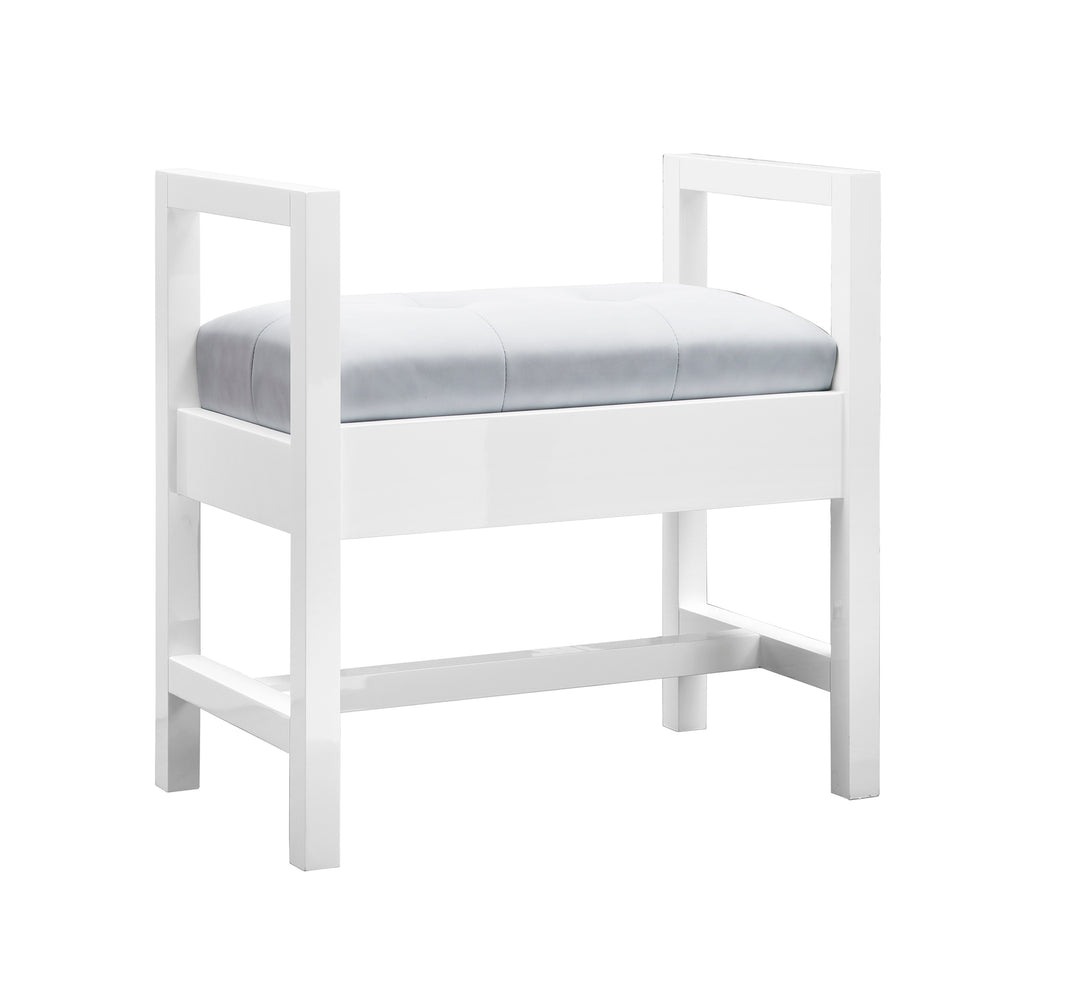 Addison 24.5" Upholstered Bench in Glossy White