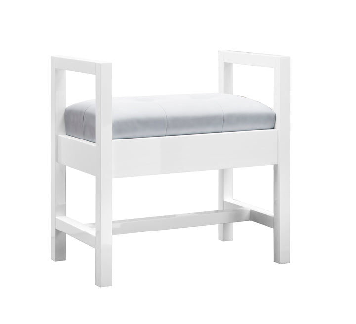 Addison 24.5" Upholstered Bench in Glossy White