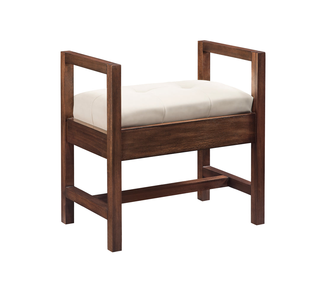 Addison 24.5" Upholstered Bench in Mid-Century Acacia