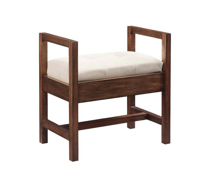 Addison 24.5" Upholstered Bench in Mid-Century Acacia
