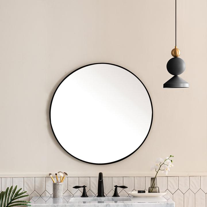 Rohe 30" x 30" Round Bathroom Mirror, Matte Black