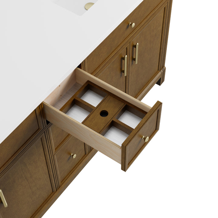 Bellshire 72" Double Sink Freestanding Vanity Cabinet in Honey Oak