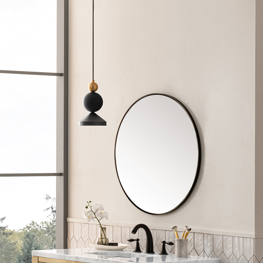 Rohe 30" x 30" Round Bathroom Mirror, Matte Black