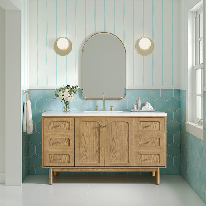 Rohe 24" x 36" Arched Bathroom Mirror, Champagne Brass