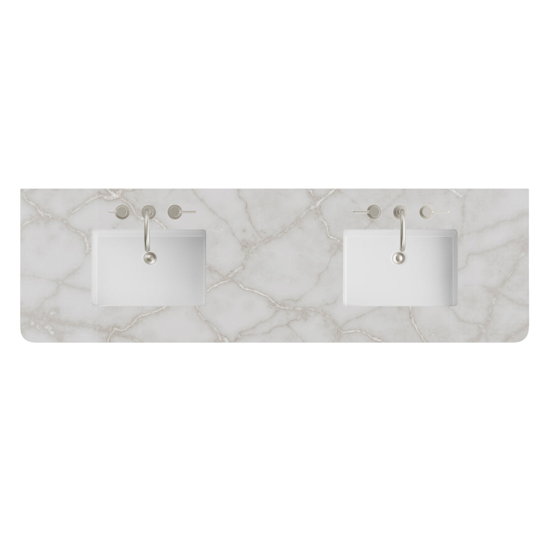 72" Radius-Cut Widespread Double Vanity Top in Victorian Silver Silestone | ANVE Kitchen &amp; Bath