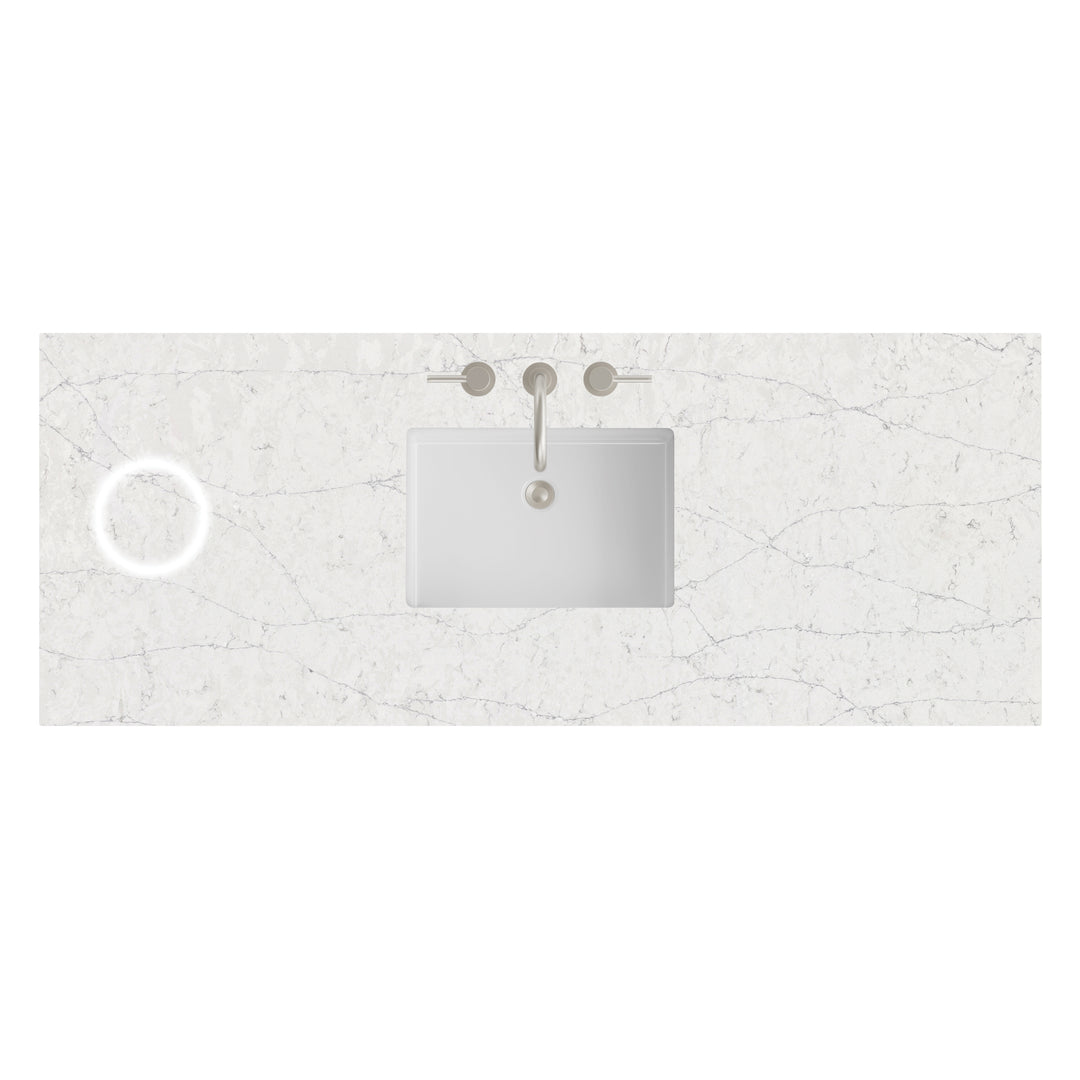 60" Single Eternal Jasmine Pearl Silestone 3 CM Vanity Top with Sink &amp; FreePower Wireless Charger | ANVE Kitchen &amp; Bath