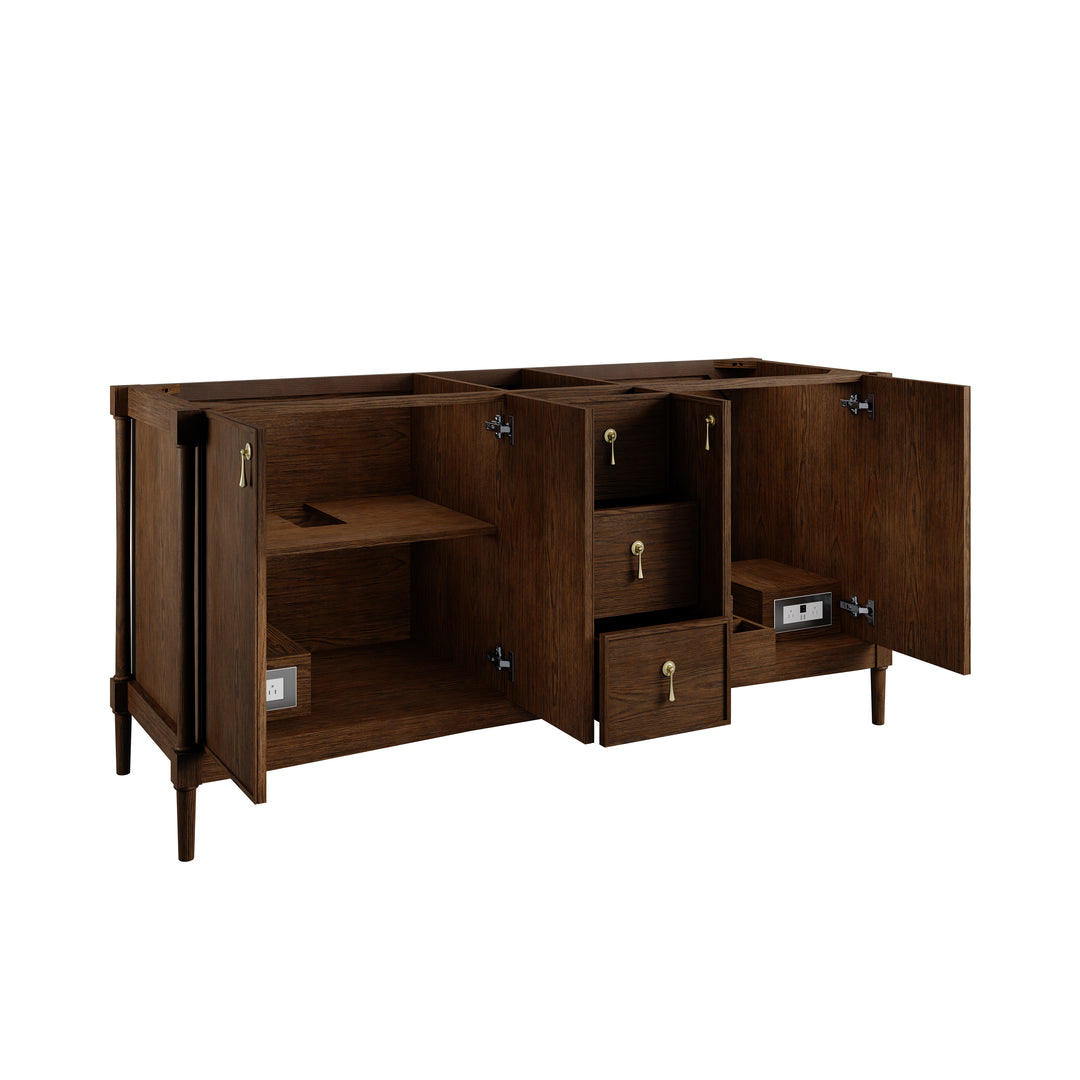 Kinnsden 72" Double Sink Freestanding Bathroom Vanity Cabinet in Sable Oak