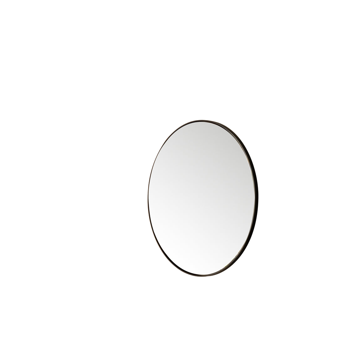Rohe 30" x 30" Round Bathroom Mirror, Champagne Brass