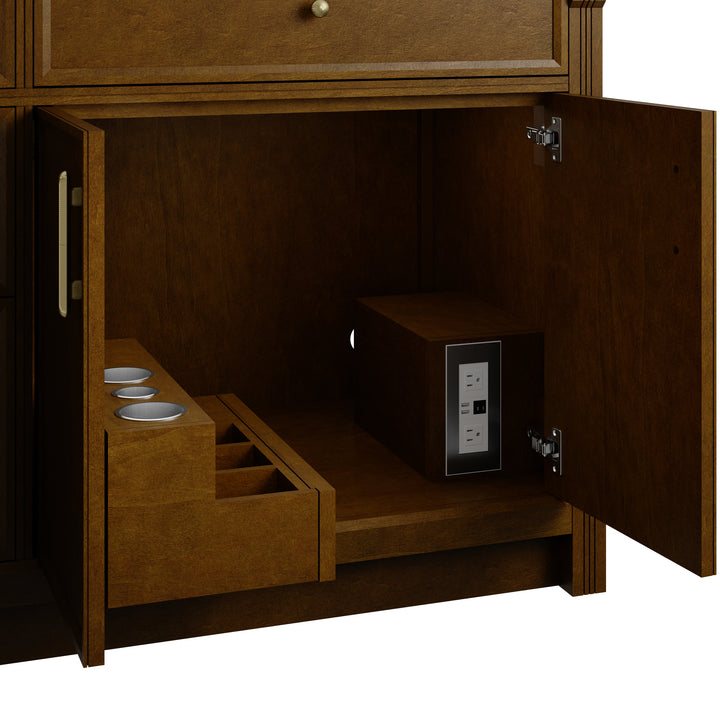 Bellshire 72" Double Sink Freestanding Vanity Cabinet in Honey Oak