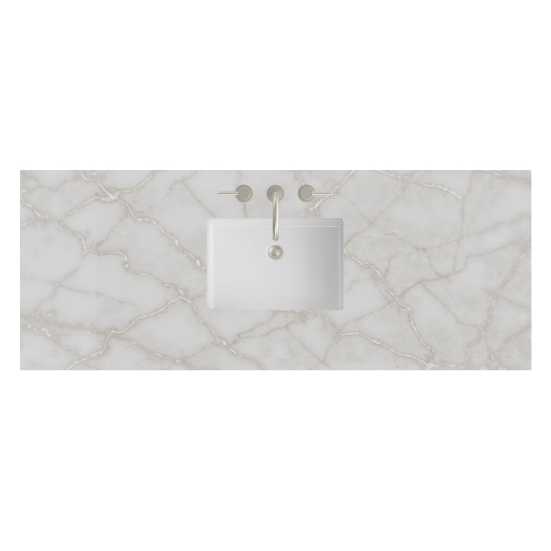 60" Single Victorian Silver Silestone 3 CM Vanity Top with Undermount Sink | ANVE Kitchen &amp; Bath