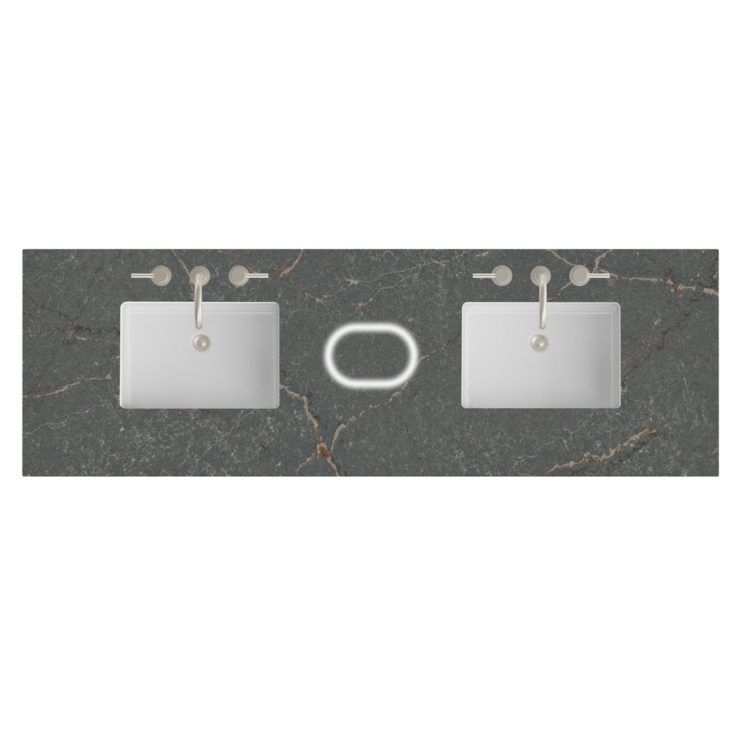 72" Double Sink Vanity Top in Parisien Bleu with FreePower Charger | ANVE Kitchen &amp; Bath