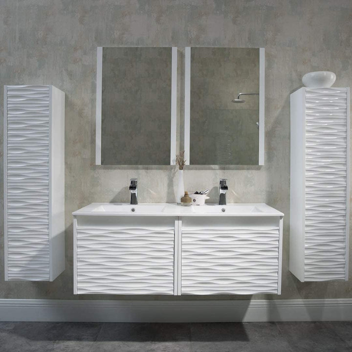 Paris 48" Wall-Mounted Bathroom Vanity in Glossy White