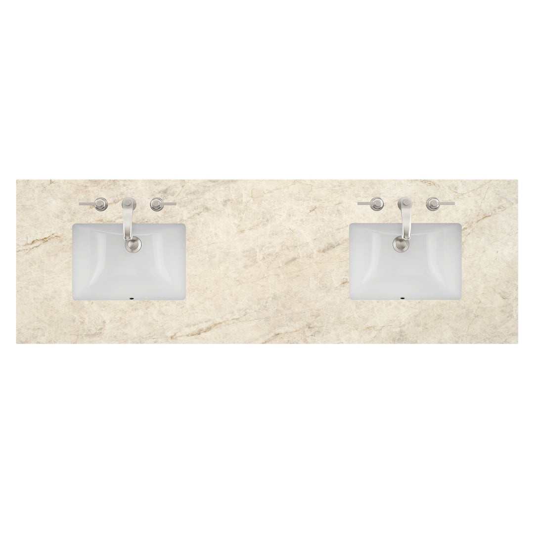 72" Double Sink Vanity Top in Tajnar Eclos Zero Silica | ANVE Kitchen &amp; Bath