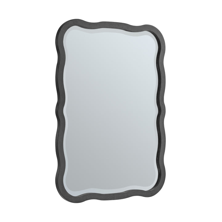 Rowyn 28" x 38" Wavy Bathroom Mirror, Carbon Oak
