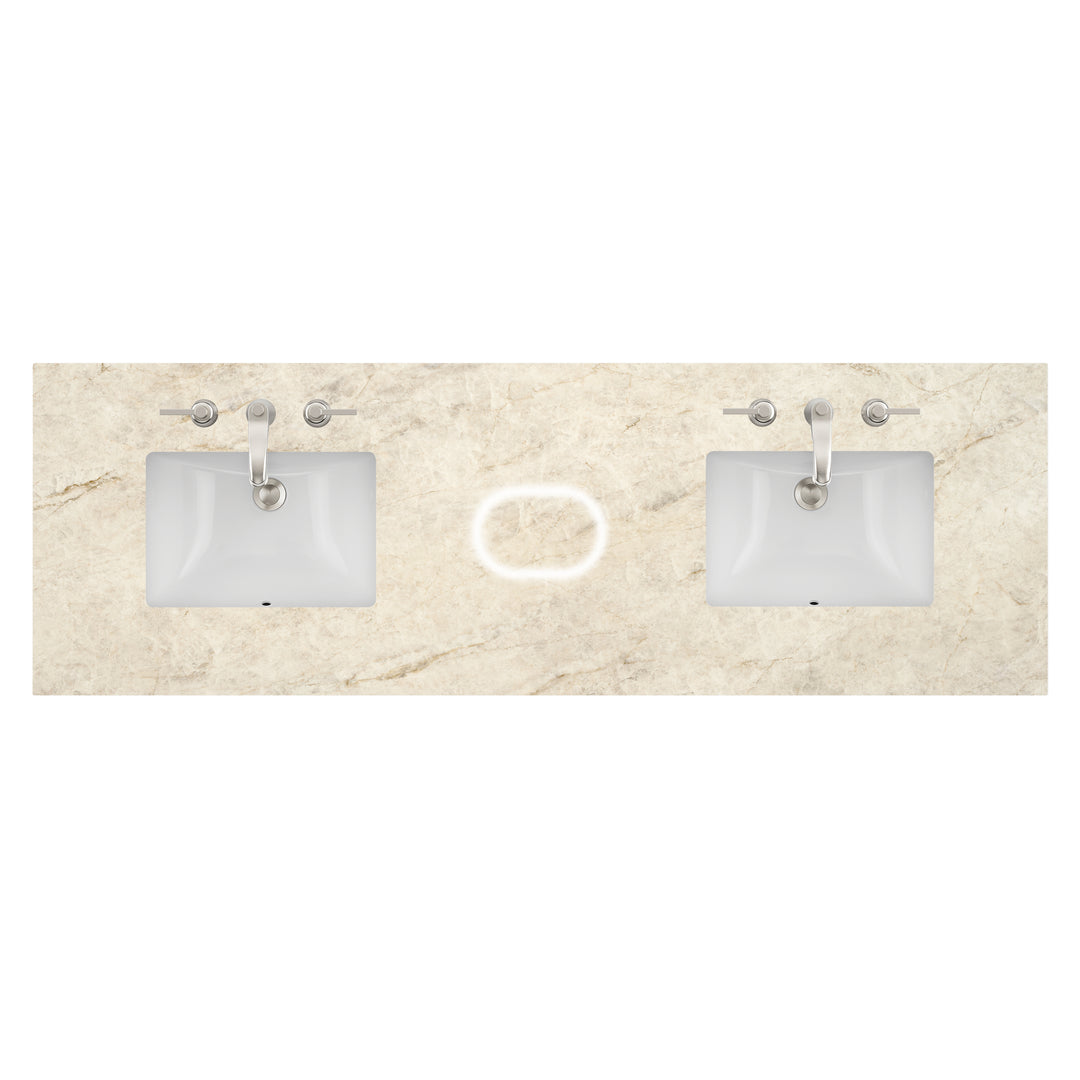 72" Double Sink Vanity Top in Tajnar Eclos with FreePower Wireless Charger | ANVE Kitchen &amp; Bath