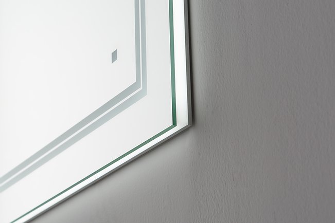 AQUADOM Soho 30 inches x 30 inches Led Lighted Silver Mirror for Bathroom 