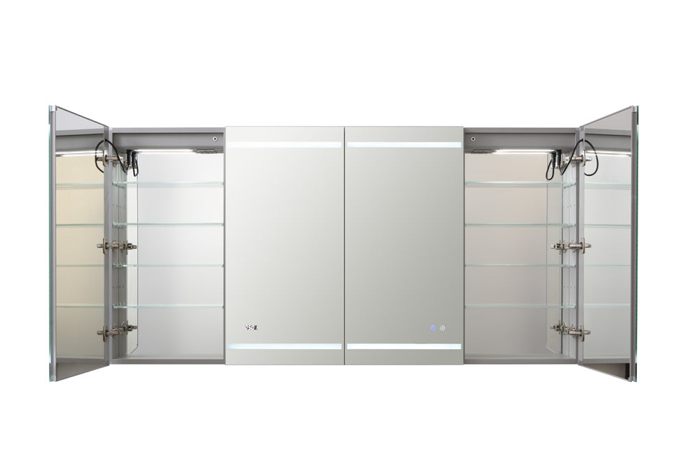 AQUADOM Signature Royale 72 inches x 36 inches LED Lighted Mirror Glass Medicine Cabinet for Bathroom