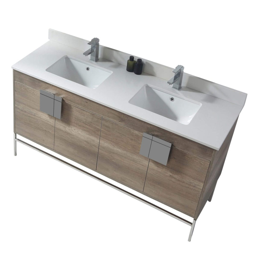  Shawbridge 60" Modern Double Bathroom Vanity  Shadow Gray with Polished Chrome Hardware
