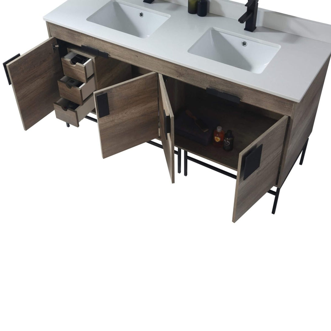  Shawbridge 60" Modern Double Bathroom Vanity  Shadow Gray with Polished Chrome Hardware