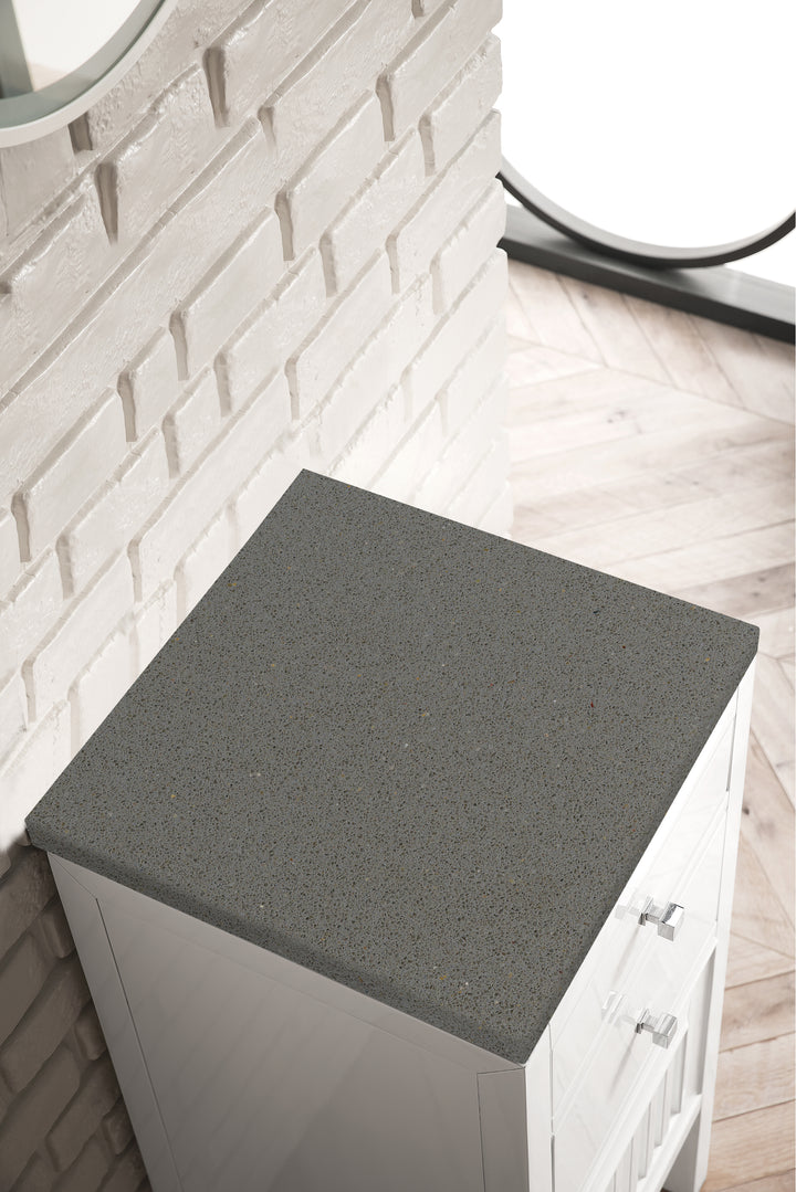 Athens 15" Base Cabinet with Right Door in Glossy White, Grey Expo Silestone Top