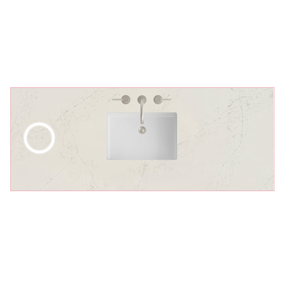 60" Single Siberian Silestone 3 CM Vanity Top with Sink &amp; FreePower Wireless Charger | ANVE Kitchen &amp; Bath