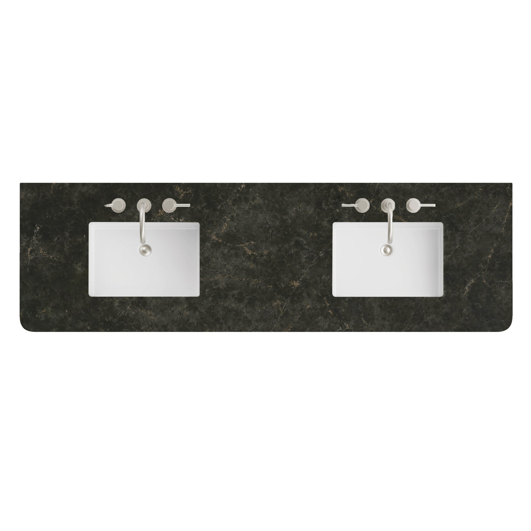 72" Double Phantome Eclos 3 CM Radius-Cut Widespread Vanity Top with Sinks | ANVE Kitchen &amp; Bath