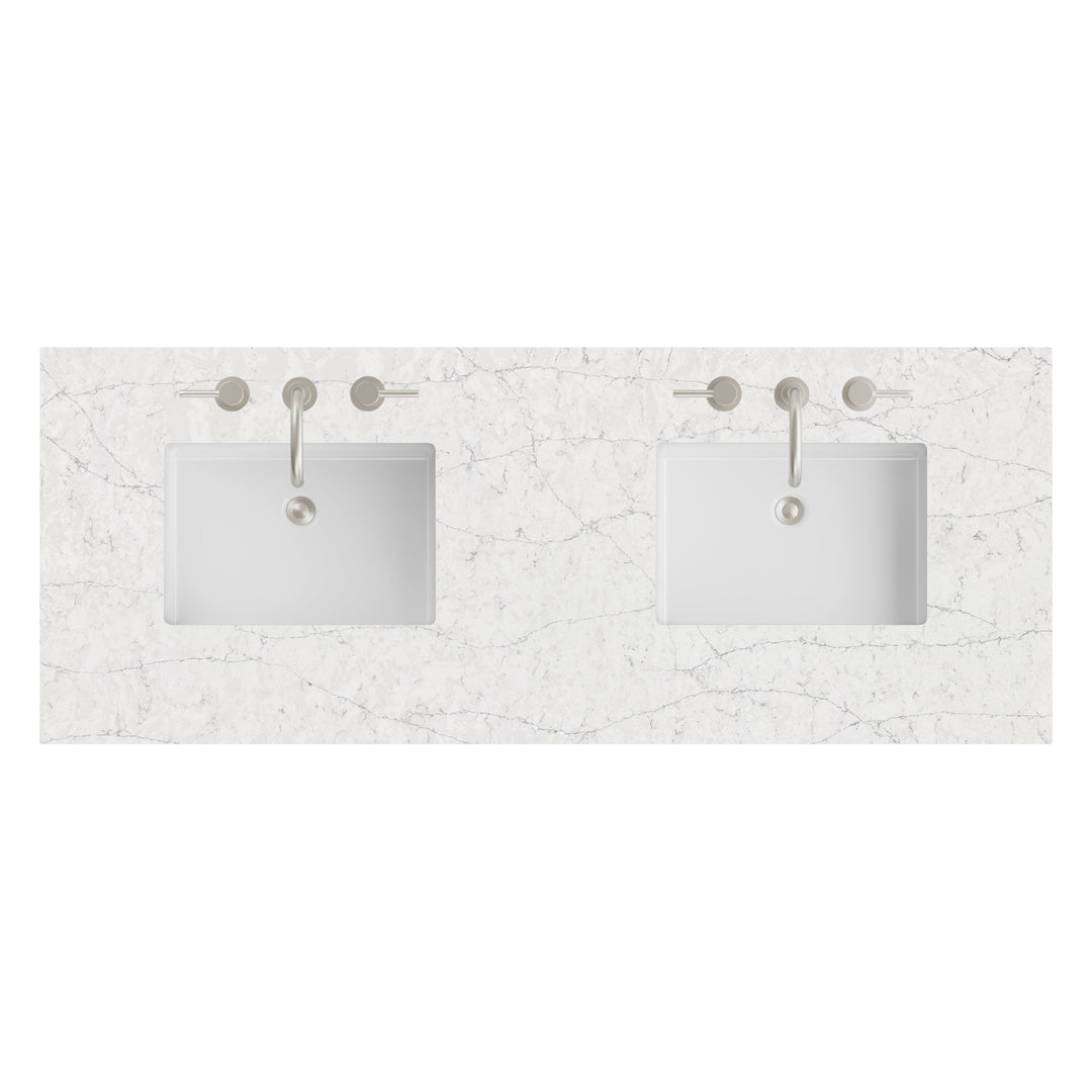 60" Double Vanity Top in Eternal Jasmine Pearl Silestone with Sinks | ANVE Kitchen &amp; Bath
