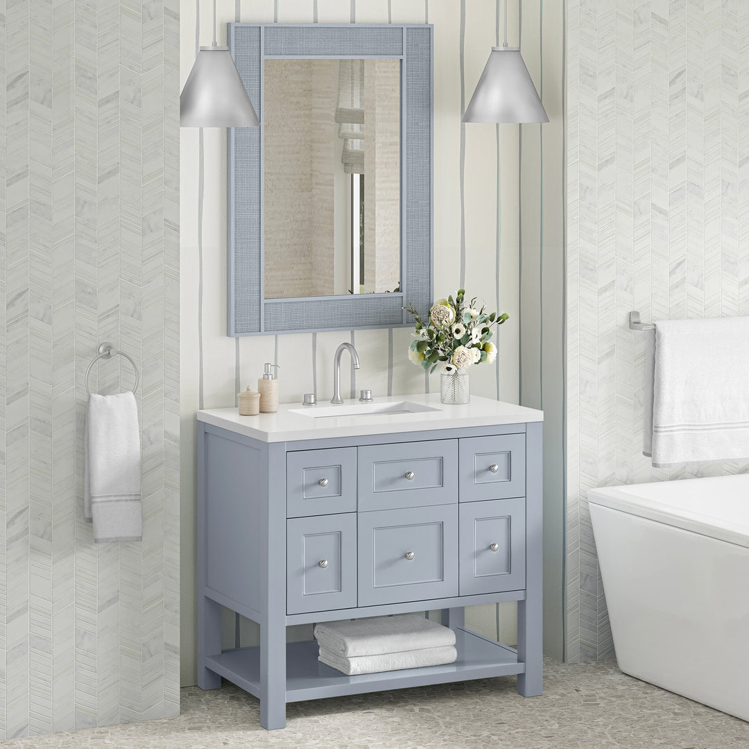 Solene 28" x 38" Bathroom Mirror, Serenity Blue
