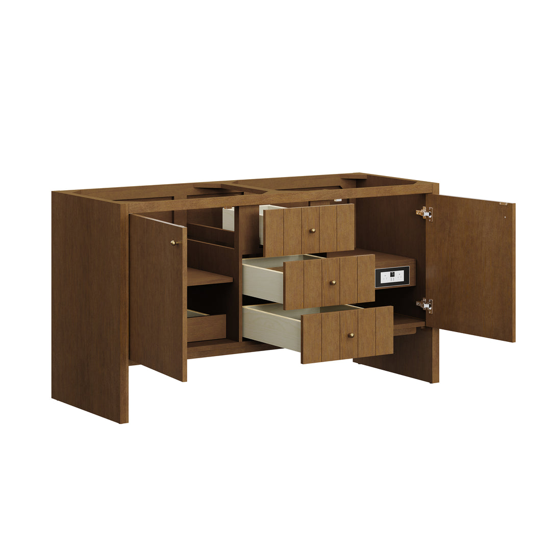 Hudson 60" Double Vanity Cabinet in Honey Oak