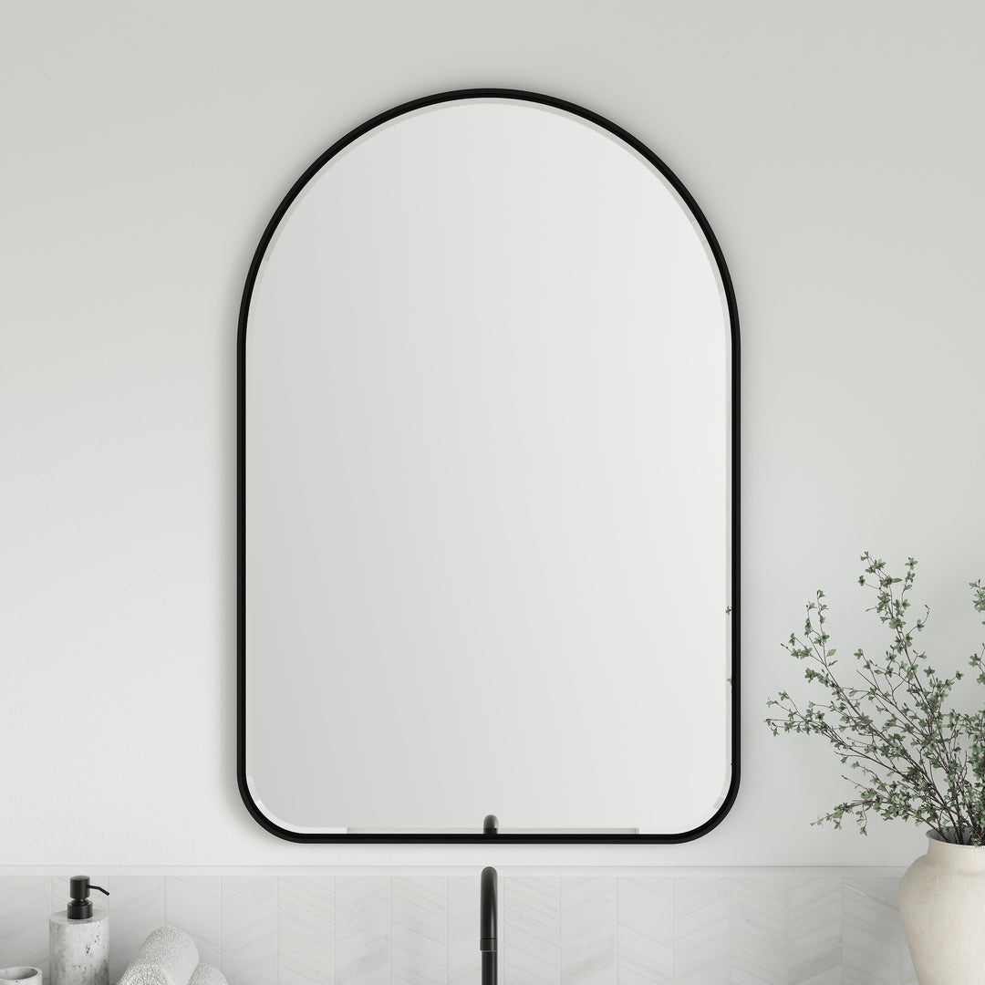 Rohe 24" x 36" Arched Bathroom Mirror, Matte Black
