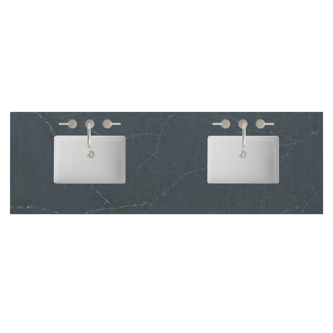72" Double Charcoal Soapstone Silestone 3 CM Vanity Top with Undermount Sinks | ANVE Kitchen &amp; Bath
