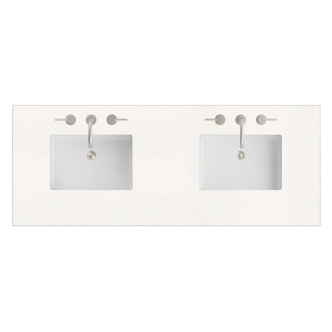 60" Double Vanity Top in White Zeus Silestone with Undermount Sinks | ANVE Kitchen &amp; Bath
